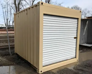 10ft container end-mounted roll-up door closed weatherproof sealed