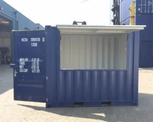 10ft bar container door open service position customer facing