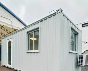 Custom- Office- Cabin 21ft x 8ft Custom Office Cabin – Refurbished Portable Building with A/C & Glazed Door