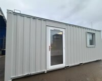 Custom- Office- Cabin1 21ft x 8ft Custom Office Cabin – Refurbished Portable Building with A/C & Glazed Door