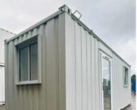 Custom- Office- Cabin3 21ft x 8ft Custom Office Cabin – Refurbished Portable Building with A/C & Glazed Door