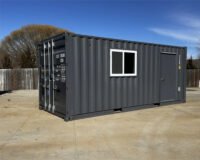20ft x 20ft Slate Gray Shiplap 120V Shipping Container Office Minisplit