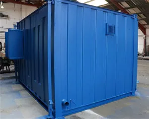 13ft x 9ft site office with toilet RAL 5010 blue jackleg cabin